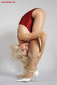 Zlata in blonde wig and nude pantyhose